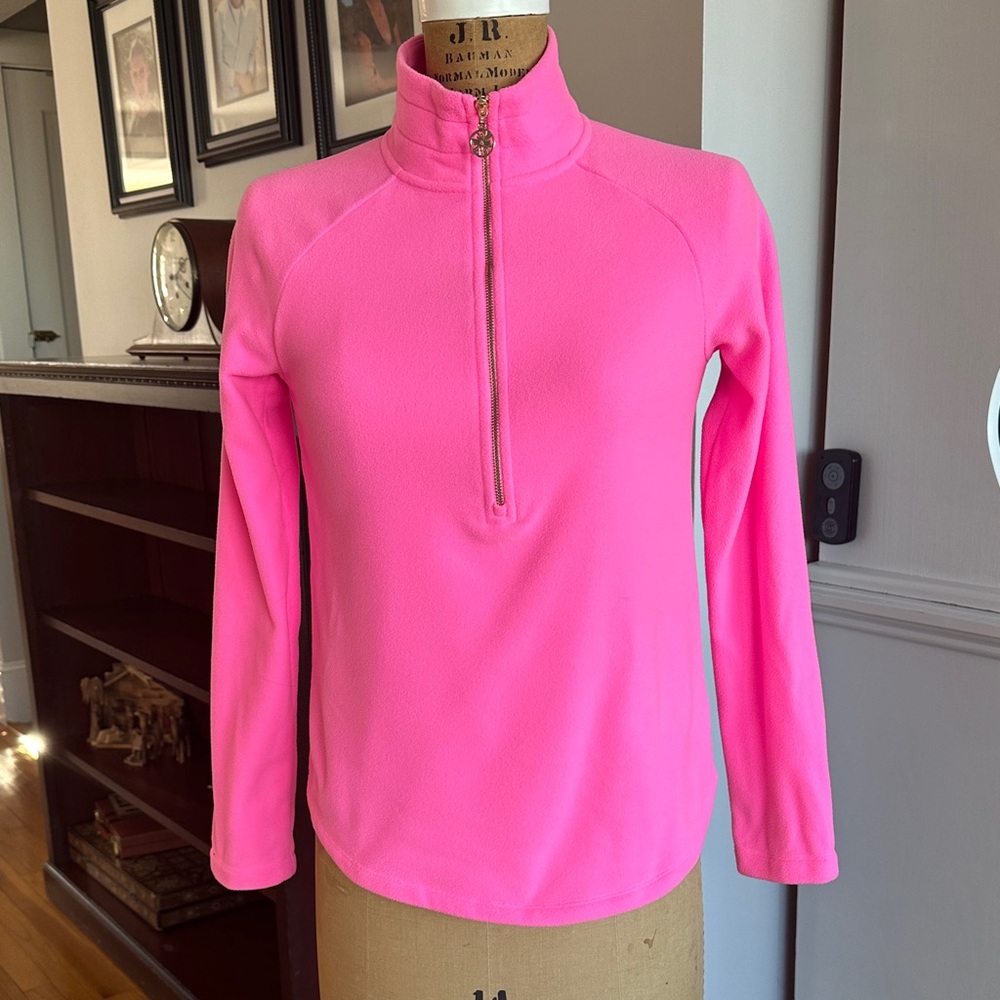 Lilly Pulitzer Barbie Pink Fleece 3/4 zip Pullover XS